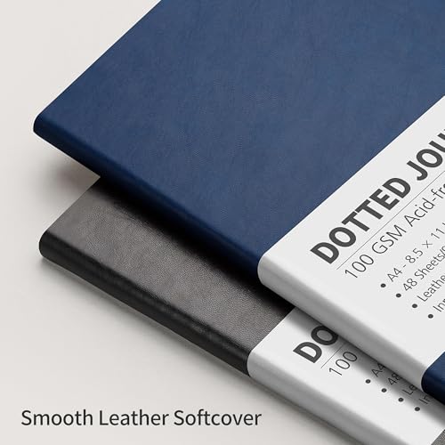 RETTACY Dotted Journal Notebook, 96 Pages, A4 Large Size (8.5'' x 11'') - color: Navy Blue, style: Dotted