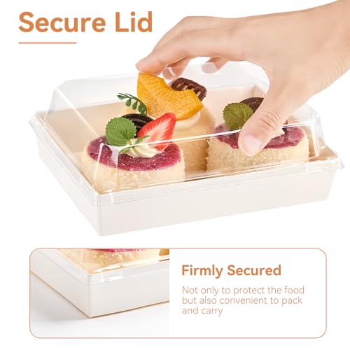 Kucoele 50 Pack 7" x 5" Paper Charcuterie Boxes with Clear Lids - color: White