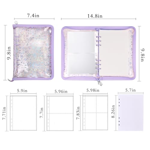 MUDOR 4 in 1 Sticker Storage Organizer Binder,Collecting Book Album Holder - color: Purple