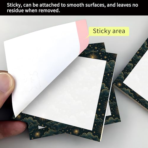 Cute Sticky Notes 3 x 3 in, 2 Pack Self Stick Note Pads with Fun Patterns, Strong Adhesive Memo Pads for Office School Home, 80 Sheets per Pad Starry Sky Clouds - color: Starry Sky Clouds