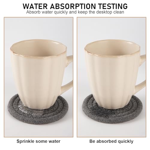 OIAHOMY 10 Pcs Drink Coasters with Holder, Boho Cotton Woven Coaster Set, Absorbent Coaster Protection for Various Cups, Ideal for Coffee Tables Home Decor and Gift, 4.3 Inches,Mixed Yellow - color: Mixed Yellow, size: 10Pcs