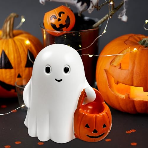 White Decorative Halloween Ghost Figurine (White Pumpkin Ghost) - color: White Pumpkin Ghost