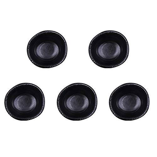 Colias Wing 3.5 Inch Simple Style Single Color Stylish Design Multipurpose Porcelain Side Dish Bowl Seasoning Dishes Soy Dipping Sauce Dishes-Set of 5-Black - color: Set-of-5-TypeC