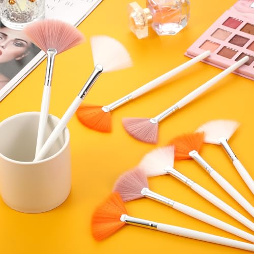 Maitys 9 Pieces Facial Fan Mask Brushes, Pink,Yellow,White - color: Pink,Yellow,White
