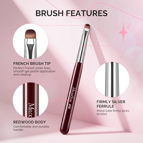 MelodySusie French Manicure with Rosewood Handles Nail Brush, Size #10 - color: Brown, size: #10