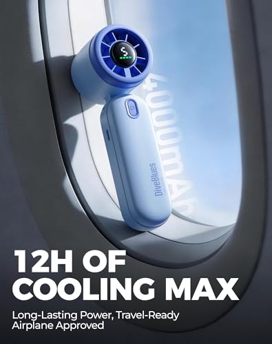 Diveblues Mini Portable Handheld Turbo Fan 27ft/s, 4000mAh Battery - color: Glacier Blue