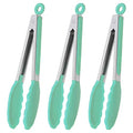 HINMAY 9" Kitchen Cooking Tongs with Silicone Tips, Set of 3 (Mint) - color: Mint