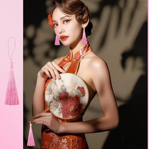 50Pcs 5 Inch Bulk Bookmark Tassel Kit for Graduation, Keychain(JB Pink) - color: Pink