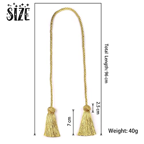 BEL AVENIR 6 Pack Handmade Rope Tassel Curtain Tiebacks - color: Gold, size: 6 Pack