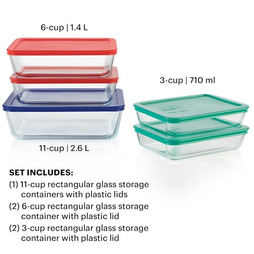 Pyrex Simply Store (5-Pack) Large Glass Food Storage Containers Set - size: 5 Pack (Large)