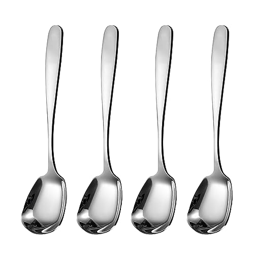 Ouliget Square Head Spoons, Korean style Square Sugar Spoon,Thick Heavy Stainless Steel Soup Spoons Table Spoons Flat Square Spoon,7 Inch,Set of 4. - size: 7 inches, Set of 4, Square Head