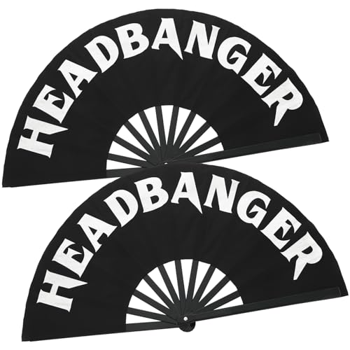 Maitys 2 Pack Foldable Fans for Rave Dancing,Black,Headbander - color: Black, style: Headbander