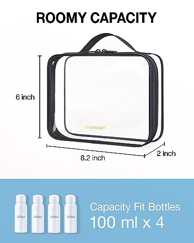 BAGSMART Clear Toiletry Bag with Handle 2-Pack TSA Approved, Black - color: Absolute Black, size: Medium