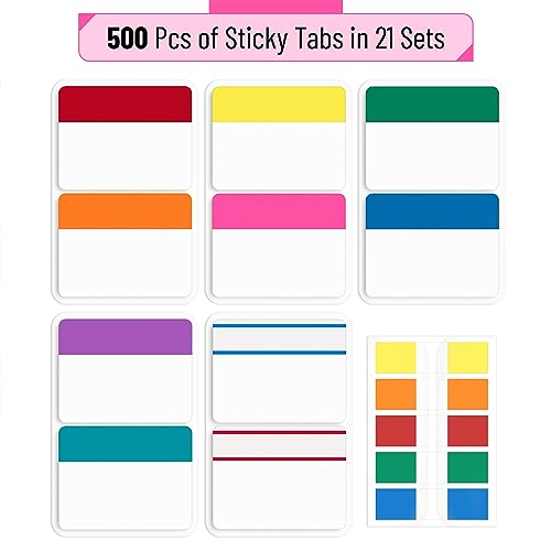 Mr. Pen- Sticky Index Tabs, 500 Pcs, 21 Sets, Vibrant - color: Vibrant