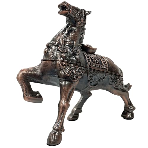 Briskfeel Metal Ornament Galloping Horse Statue Classic Bronze Finish Luxury Home Decor Multi Functional Sculpture for Living Room Office Desk Feng Shui Art (D3 Bronze) - color: D3 Bronze