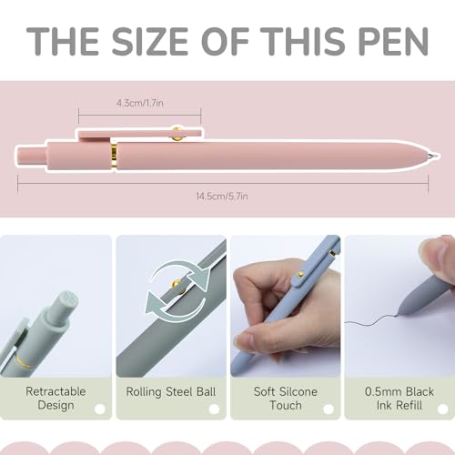 UIXJODO Gel Pens, 6 pcs 0.5mm Black Ink Pens Gold Morandi Barrel Fine Point Smooth Writing Pens Quick Dry Pen for School Office Supplies, Gifts for Girls Women - color: 6 Pcs Gold Morandi - Black Ink