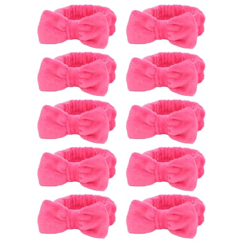 10Pcs Hot Pink Valentine Spa Headbands for Women Girls - color: Hot pink