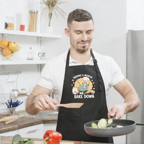 Funny Apron for Men Women,Humorous Kitchen Apron- Grilling Cooking BBQ Accessories, Gift for Dad Husband - color: Having a Mental