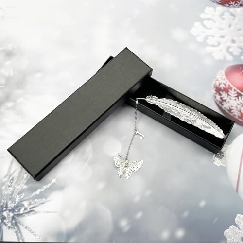 Initial Letter and Butterfly Charm Metal Feather Bookmark (Silver-J) - style: Silver-J