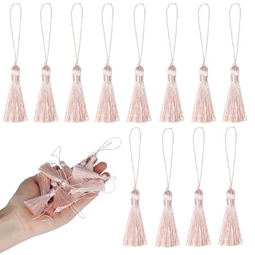 BEL AVENIR 45 pcs Mini Bookmark Tassels 3.75inch Silky Key Tassel - color: Light Pink