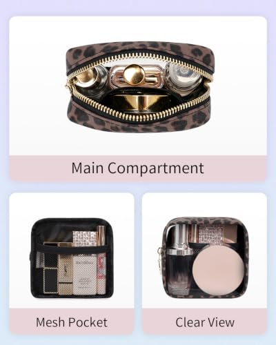Clear Makeup Bag for Purse, Mini Make Up Bag, Brown Leopard Print - color: Brown Leopard Print