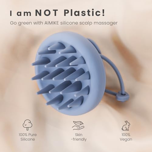 AIMIKE Scalp Massager Shampoo Brush, Soft Silicone Hair Scrubber - color: Morandi - Haze Blue