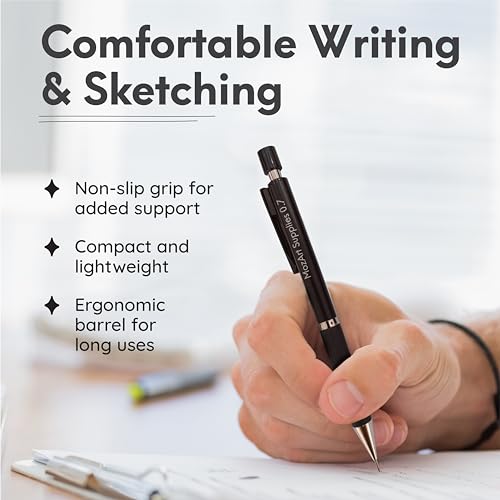 MozArt Mechanical Pencil 0.7mm Set 2x30 HB Lead & Eraser Pen Refills - color: 0.7 Black