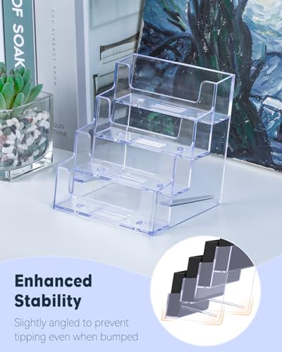 Uniclife Acrylic Business Card Holder for Desk, 4 Slots, 240 Card Capacity - color: 4 Slot, size: 1 Pack