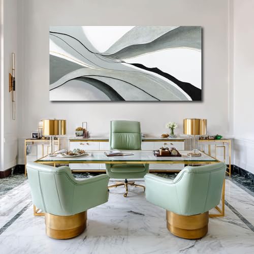 Home Decor Wall Large Abstract Wall Art Modern Lines Neutral Grey and Black Pictures Wall Decor Minimalist Framed Canvas Prints for Living Room Bedroom 29"x 58" - color: Black Line, size: 58"L x 29"W