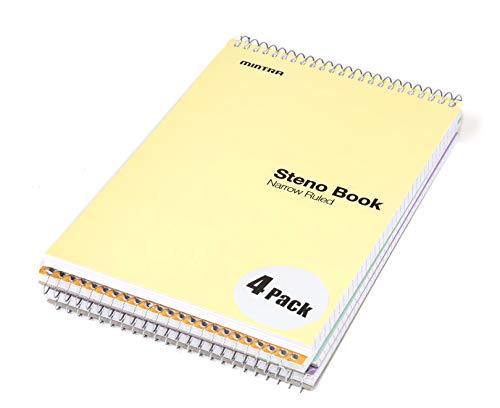 Mintra Office Steno Book - (Pastel Colors, 4 Pads/Pack, Narrow Ruled) - 6inx9in, 70 Sheets, Notebook for writing notes in school, university, college, work, office - color: Pastel Colors 4pk, size: Narrow Ruled