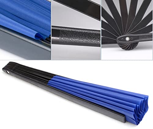 Folding Fan Chinese Hand Fan Performance Fan Nylon-Cloth Fan 13 inch (Blue) - color: Blue