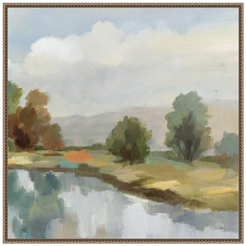 Amanti Art Framed Canvas Wall Art 30x30 River and Clouds III by Silvia Vassileva, Framed Wall Art Canvas, Landscapes Artwork, Traditional Decor, Large Poster Painting for Living Room, Bedroom, - color: Sylvie Beaded Dark Gold, size: 30"L x 30"W