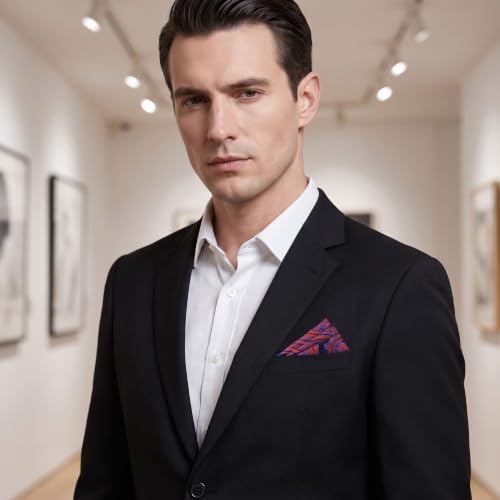 S&W SHLAX&WING Mens Pocket Square Paisley Multicolor Large for Business Wedding - color: Ch12