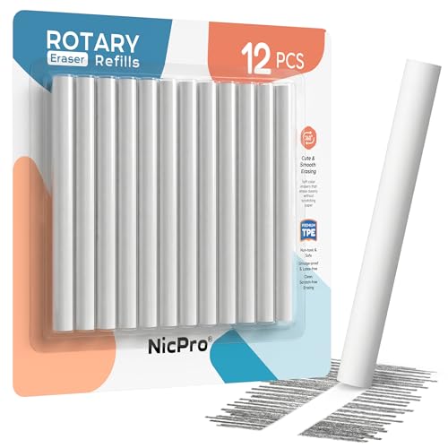 Nicpro 12 Pack TPE Rotary Retractable Pen Eraser Refills - color: White