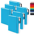 feela 6 Pack Pocket Mini Notebooks Bulk, Small Cute Memo Notepads Hardcover College Ruled Lined Journals with Pen Holder for School Business Work, with 6 Black Pens, 3.5”x 5.5”, A6, Teal - color: 6 Teal