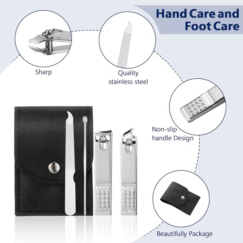Geosar 50 Set Travel Manicure Kit Bulk Professional Nail Clippers Pedicure Nail Care Tools Grooming Stainless Steel Set with Portable Travel Case, Gift for Christmas Men Women(Black) - color: Black