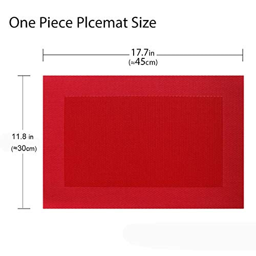 Vinyl Placemats Heat-Resistant Table Mats Washable Easy Clean Plastic Placemats for Dining Table Set of 4 (Red) - color: 01: Candy, size: 4 Placemats