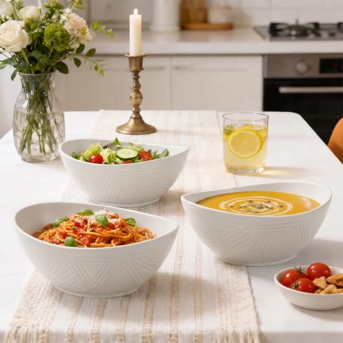 65 OZ Big Bowl Set - Unbreakable Salad Bowls Set of 4 (White) - color: White, size: 65 Oz