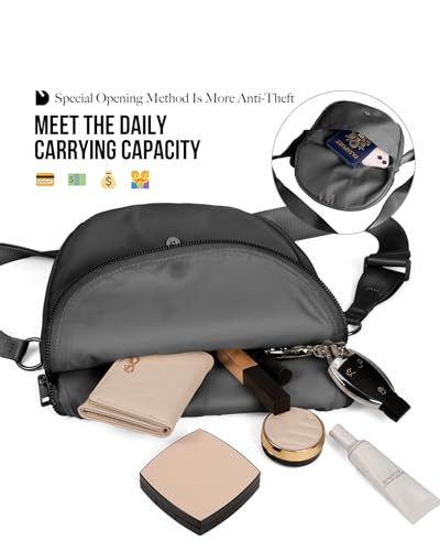 Crescent Bag for Women,Medium Nylon Crescent Bag Single Shoulder Bag - color: Black Grey