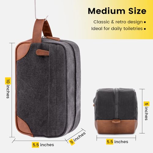 Vorspack Canvas Travel Toiletry Bag for Men, Medium, Dark Grey - color: Dark Grey, size: Medium
