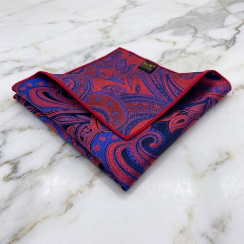 S&W SHLAX&WING Mens Pocket Square Paisley Multicolor Large for Business Wedding - color: Ch12