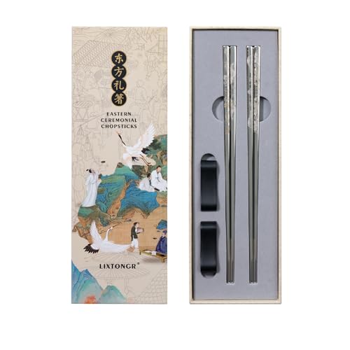 Black Dragon & Phoenix Reusable Stainless Steel Chopsticks 2 Pairs - size: Stainless Steel