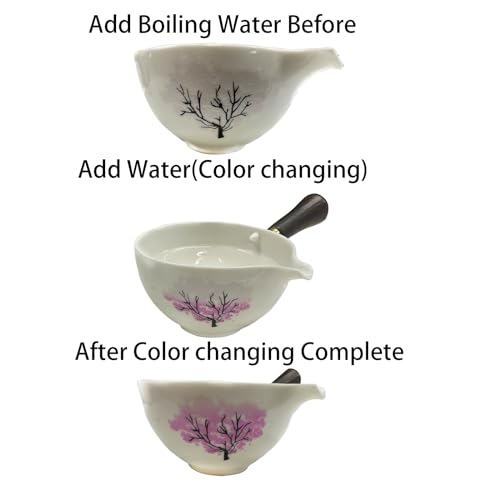 LURRIER Porcelain Chinese Gongfu Tea Set,Portable Teapot Set with 360 Rotation Tea maker and Infuser,Portable All in One Gift Bag for Travel,Home,Gifting,Outdoor and Office (Sakura) - color: Sakura