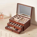 Black Walnut Wooden Jewelry Box Women with One-way Vision Mirror - style: 3 Layer A