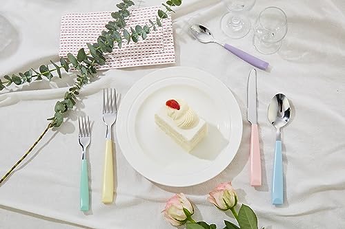 ANNOVA Silverware Set Stainless Steel Colorful Handle Tableware Kitchen Flatware Set Utensils, Includes Dinner Knives, Forks, Spoons, Salad Forks & Dessert Spoons (Pastel Mix, 20 Pieces) - color: Mixed Pastel 20Pieces