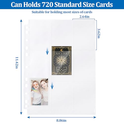 40 Pack 9 Pocket Page Protectors,720 Pockets Double Sided Standard Size Card Sheets Protectors for 3 Ring Binders Album,Fit for Collectible Games, Sports,Baseball Cards - size: 40 pack