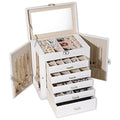 BOOVO Large Jewelry Box for Women 6 Layer - color: White, size: 6 Layer