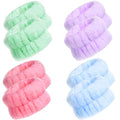Chuangdi 4 Pairs Wrist Bands for Washing Face Microfiber,Pastel Colors - color: Pastel Colors