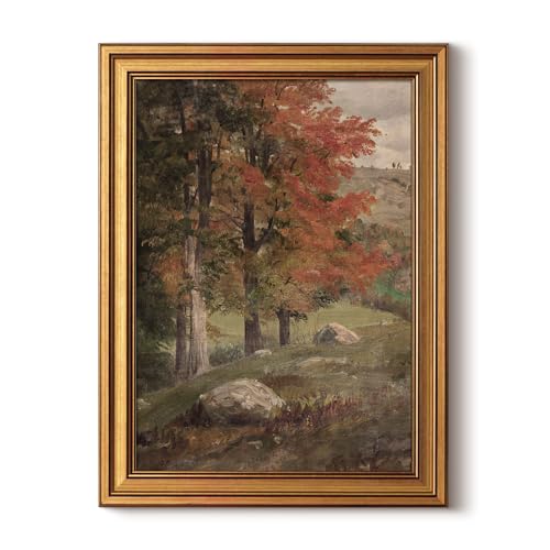 HUARCEY Vintage Framed Canvas Wall Art, Fall Birch Art Prints, 12x16 Inch - color: Autumn Birch, size: 16"L x 12"W