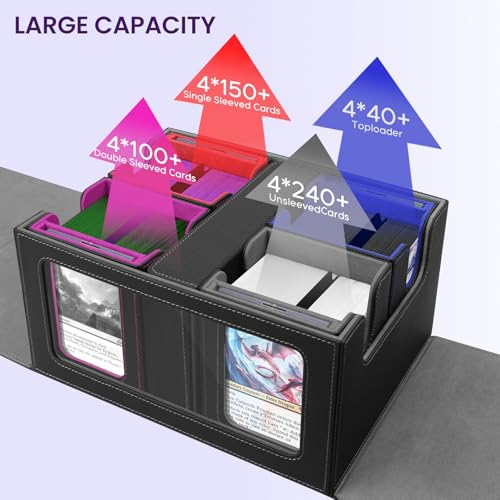 MTG Commander Deck Box with 4 Modular Removable Deck Case & Dice Tray - color: Multicolored, size: 5-IN-1 Standard